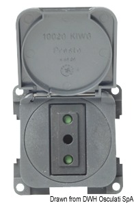 Розетка двухполюсная с заземлением CBE MP22I/G в комплекте с защелкивающейся крышкой из тёмно-серого