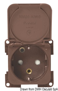 CBE Shuko MP22D/M розетка двухполюсная с массой по периметру в комплекте с защелкивающейся крышкой и