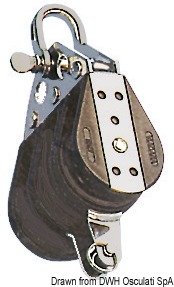 Трехшкивный блок на шарикоподшипниках из делрина с такелажной скобой и направляющей скобой Viadana 2