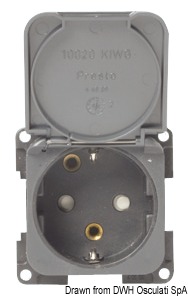 Розетка двухполюсная с массой по периметру CBE Shuko MP22D/G в комплекте с защелкивающейся крышкой и