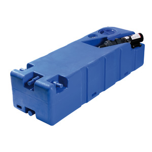 Бак для фекальных вод с горизонтальным измельчителем и штуцерными заливами 12 В 91 л