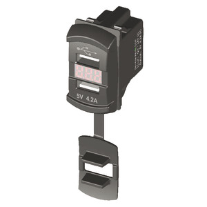 Двойное гнездо USB-A + вольтметр 5-30 В (арт. 14.195.61)