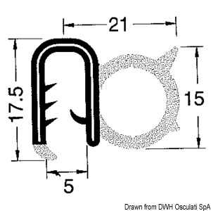 Профиль для окантовки стеклопластика из армированного ПВХ 4-5 мм, 50 м, черный (арт. 44.493.02)