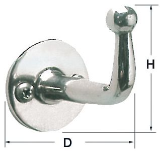 Крючок для одежды из полированной нержавеющей стали 47x27 мм