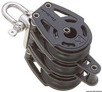 Трехшкивный блок на шарикоподшипниках из композитного материала с универсальной головкой и с направл