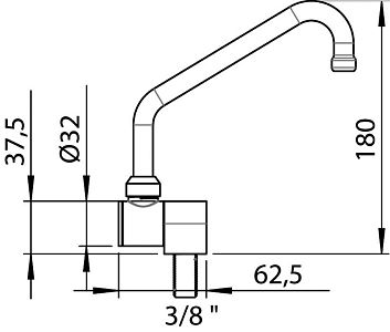 Поворотный складной излив с аэратором из хромированной латуни, штуцер 3/8", для холодной воды (арт. 17.046.40)