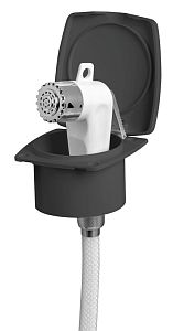 Встраиваемый палубный душ New Edge Ø70x40,5мм с лейкой Boris и ПВХ шлангом 2,5м в корпусе с крышкой из черного пластика (арт. 15.248.56)