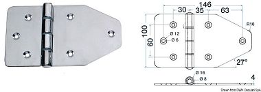 Петля универсальная 180x100x4 мм из полированной нержавеющей стали AISI316 (арт. 38.440.15)