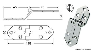 Петля универсальная из нержавеющей стали 118x40x2,5 мм (арт. 38.445.05)