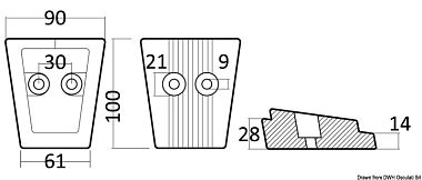 Магниевый пластинчатый анод для моторов Volvo Penta SX/DPS 100 мм (арт. 43.554.23 / 3888817 / 3841427)