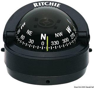 Компас RITCHIE Explorer 2'' 3/4 (70 мм) с компенсатором и подсветкой накладной черный-черный