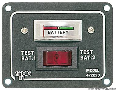 Щиток контроля заряда на две батареи с выключателем 64x83 мм