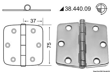 Фрикционная петля для люков/крышек рундуков/дверей 74x75x2мм из полированной нержавеющей стали AISI3