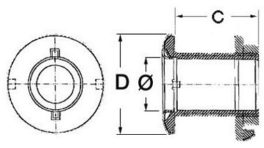 Кингстон с резьбой 1/2" Ø15/39мм 59мм из нержавеющей стали AISI316