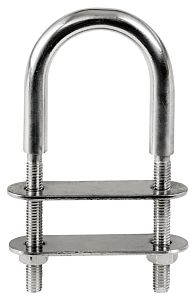 Болт-скоба U-образная из нержавеющей стали с двойной зажимной пластиной 135 мм 70x20 мм (5шт)