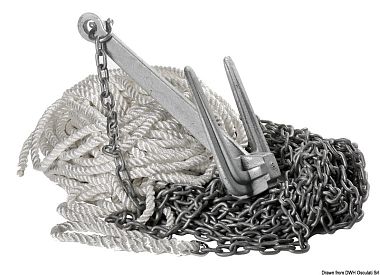 Якорный комплект трос - цепь - соединение и якорь холла 6.2 кг для яхт длиной 5 - 7 м