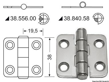 Универсальная петля из полированной нержавеющей стали 38x39x2мм