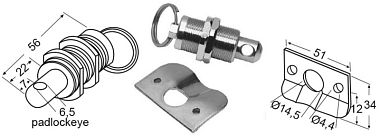 Запор для рундуков с подпружиненной кнопкой и проушинами 50.8x33.2 мм