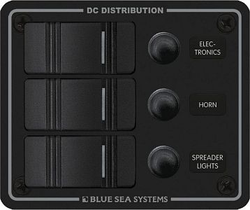3-позиционная вертикальная панель Contura с 3 автоматическими выключателями, черная (арт. 8374)