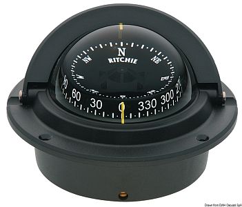Компас Ritchie Voyager 3" (76 мм) с компенсатором и подсветкой, врезной, черный-черный (арт. 25.082.01)