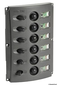 Электрический щиток влагозащищенный IP65 с 6 тумблерами 12 В, 37 А, 165x115 мм (арт. 14.850.06)