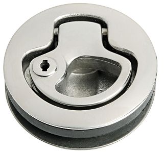 Ручка возвратная для люков/пайолов Ø62/48мм для двери 5-12мм из полированной нержавеющей стали AISI316 с замком (арт. 38.147.06)