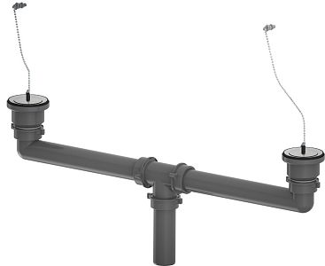 Комплект сливов с пробкой на цепочке 60 мм для двух моек (арт. 50.185.40)