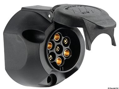 Розетка для прицепа 12В с 7-контактным разъёмом из чёрного АБС-пластика и хромированной латуни