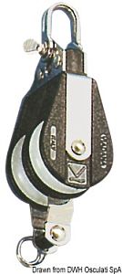 Двухшкивный блок на усиленных шарикоподшипниках с неподвижным креплением и обушком Viadana Wind Spee