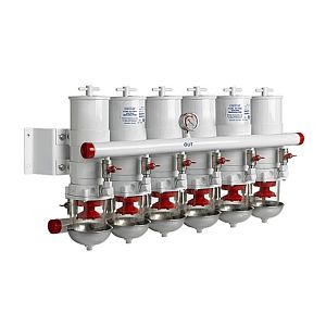 Фильтр-сепаратор топливный Vetus CE/ABYC 6 в ряд, 30 микрон, макс. 3600 л/ч (арт. 91100VTE)