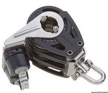 Трехшкивный блок на шарикоподшипниках из композитного материала с универсальной головкой и со стопором Viadana 57 мм 321080 кг 12 мм (арт. 55.057.02)