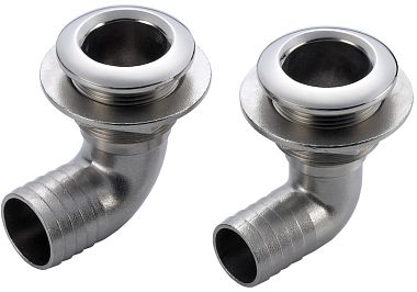 Штуцер из нержавеющей стали для слива в море угловой 90° резьба 1"1/2 x 32 мм