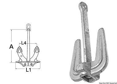 Якорь Холла из оцинкованной стали 10.5кг 400x240 мм