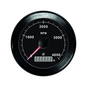 Тахометр/счетчик моточасов черный 12/24 В (0-4000 об/мин) (арт. TACHB4000)