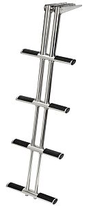 Складная телескопическая лесенка Diver 1150x350 мм, 4 ступени, AISI316 черная для транцевой площадки (арт. 49.552.04)