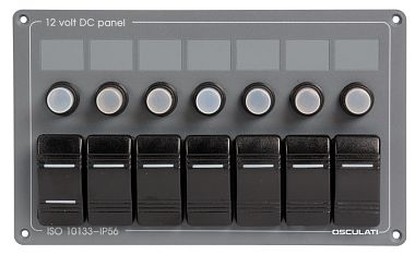 Электрический щиток влагозащищенный IP56 с 7 выключателями 12В 15А 207x124 мм