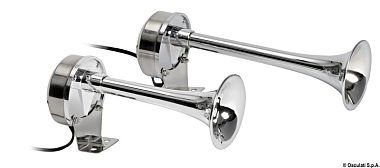 Горн мембранный двойной из нержавеющей стали и пластика 12 В 210 / 268 x 82,5 мм (арт. 21.452.07)