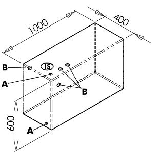 Бак прямоугольный для фекальных вод 215л 1000x400x600мм из жёсткого синего полиэтилена