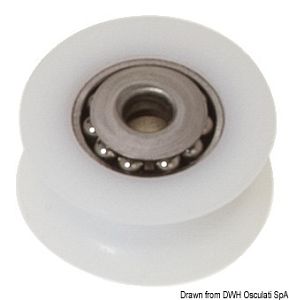 Шкив из делрина с шарикоподшипниками из нержавеющей стали 20 мм для тросов 8 мм белый (арт. 55.244.01)