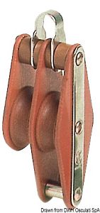 Двухшкивный блок HYE TUFNOL из пластика и нержавеющей стали c неподвижным креплением и обушком 50 мм