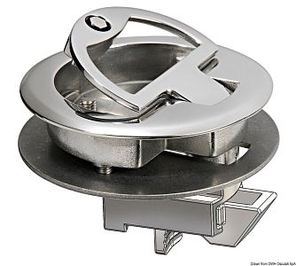 Ручка с защелкой для подъема люков/пайолов с замком открытие изнутри и снаружи, Ø62мм из нержавеющей