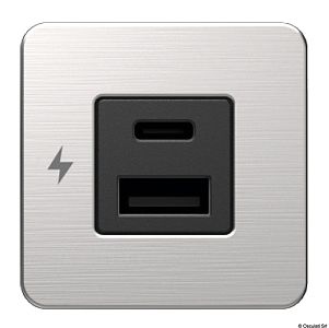 Двойной разъем USB-A + USB-C Scanstrut, хром накладка, 12/24 В (арт. 14.195.92)