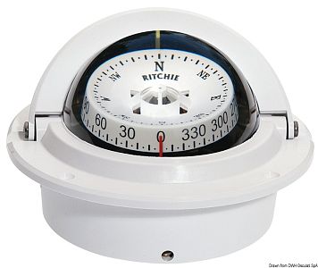 Компас Ritchie Voyager 3" (76 мм) с компенсатором и подсветкой, врезной, белый-белый (арт. 25.082.02)