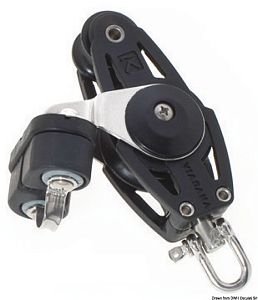 Двухшкивный блок на шарикоподшипниках из композитного материала со стопором Viadana 38/22 мм 26600 к