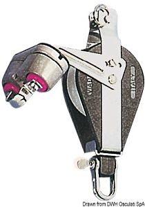 Одношкивный блок на усиленных шарикоподшипниках с универсальным креплением, обушком и стопором Viada