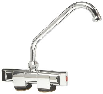 Поворотный высокий кран серии Slide из хромированной латуни, штуцер 2 по 3/8", для холодной и горячей воды (арт. 17.047.02)