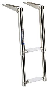 Трап телескопический складной 340/597х210мм из нержавеющей стали AISI316 с 2 ступенями из белого пла