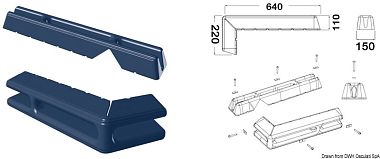 Полнотелый причальный кранец SISTEMA X угловой синий 640+220x150x110 мм из мягкого этиленвинилацетата (EVA) (арт. 33.519.11)