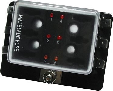 Держатель предохранителей типа Mini на 6 мест 100 А 85 x 63 x 35 мм (арт. 14.101.06)