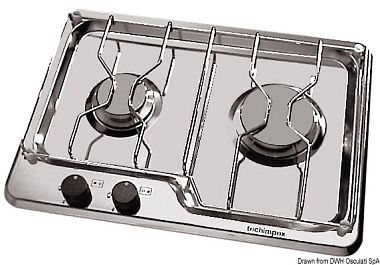 Газовая двухконфорочная варочная панель Techimpex из нержавеющей стали 470 x 340 мм